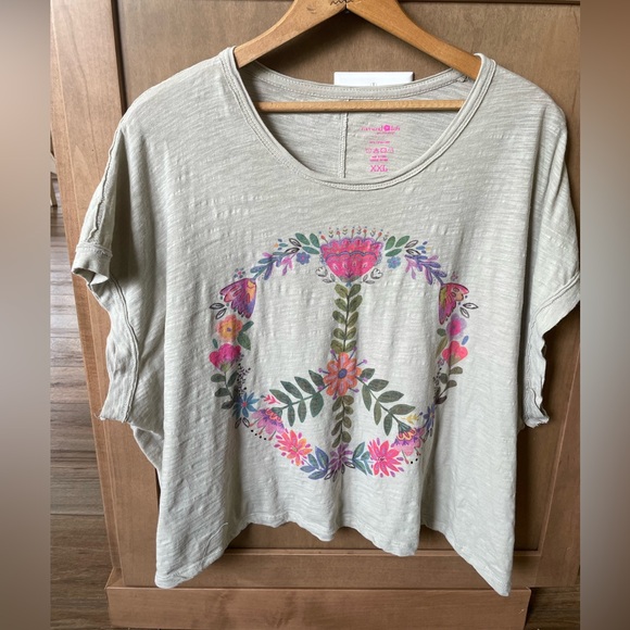 Natural Life Frankie Boxy Cotton T-Shirt - Moonstruck Peace Sign. Woman’s 2X - Picture 2 of 7